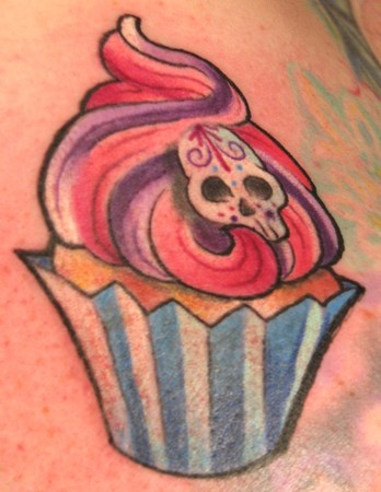 Looking for unique  Tattoos? Hell City Sugar Skull Cupcake